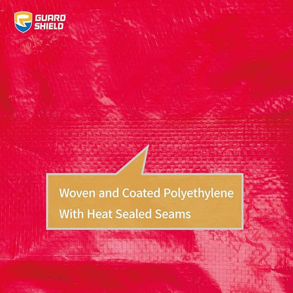 GUARD SHIELD Red Tarp 10x10 Feet Tarps High Visibility Outdoor Poly Cover Lightweight 6mil