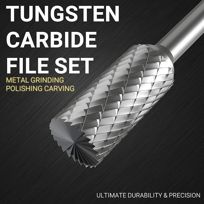 CATITO 20Pcs Carbide Burr Set 1/8" Shank Die Grinder Bits Rotary File Rasp Attachments Cutting Burrs Metal Grinding Engraving Porting