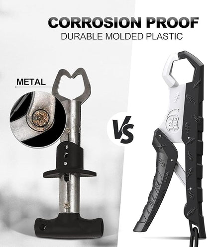 SNAIL TRAIL 7.5''/9'' Floating Fish Gripper, Fishing Grabber, Catfish Mouth Pliers, Caught Bass Holder, Digital Scale Hook Clamp, Saltwater Lip Grip Tool with Lanyard, Gifts for Men