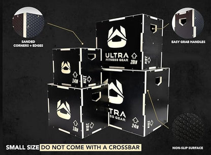 Ultra Fitness Gear Wooden Plyo Box, 31 Plyometric Jump Training Squat, Step Up, Jumps & More Workout Size S, M, L, XL