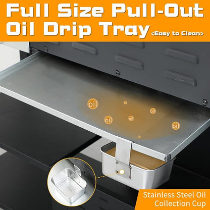 CIG GARDEN 3-Burner Propane Gas Grill With Side Burner,Double-layer Stainless Steel BBQ Grill Lid with Cast Iron Grates,41,500 BTU Output Perfect for Outdoor Cooking,Backyard,Camping,BBQ Grill