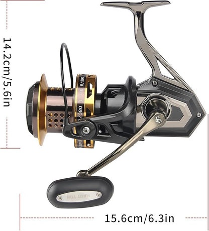 HAUT TON Spinning Reel 8000/9000/10000/12000/14000,6+1BB Metal Surf Fishing Reels,4.8:1 Gear Ratio 55lbs Drag Heavy Long Casting Inshore Saltwater Monster Fish