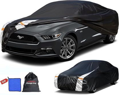 Ford Mustang Car Cover 100% Waterproof All Weather, Gift with Towel, 10 Layers Car Cover Custom Fit 1993-2026 Mustang/Mustang GT/Shelby, Outdoor Full Exterior Cover Rain Sun UV Protection.