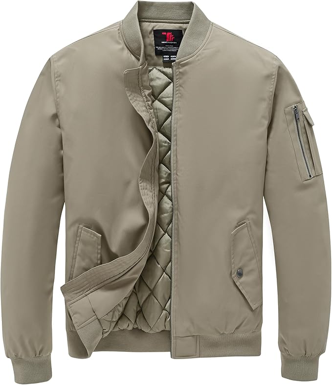 TBMPOY Men's Fall Jacket Winter Windbreaker Bomber Zip Up Padded Softshell Warm Windproof Casual Coat