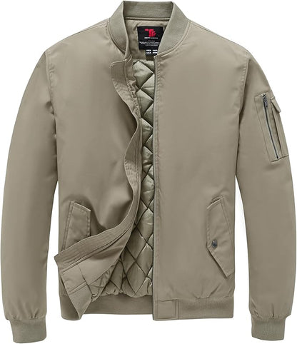 TBMPOY Men's Fall Jacket Winter Windbreaker Bomber Zip Up Padded Softshell Warm Windproof Casual Coat