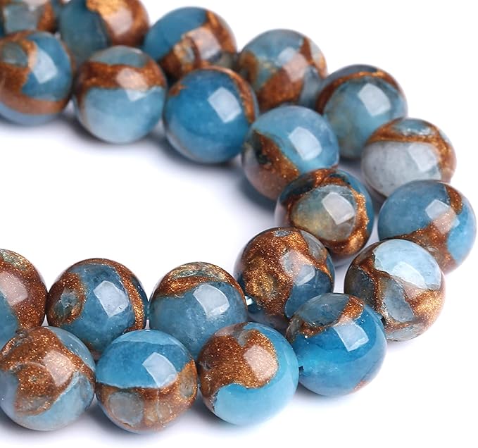 120PCS 6MM Lake Blue Cloisonne Craft Spacer Loose Beads for Jewelry Making DIY Bracelet