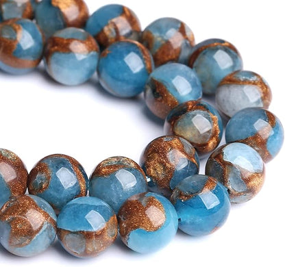120PCS 6MM Lake Blue Cloisonne Craft Spacer Loose Beads for Jewelry Making DIY Bracelet