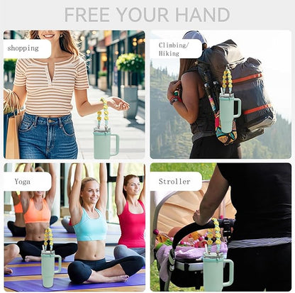 Outman Cup Accessories Set Water Bottle Holder Sling,Siliocne Straw Cover,Lipstick Holder Fits Most 16-40oz Water Bottles Compatible with Stanley Cup