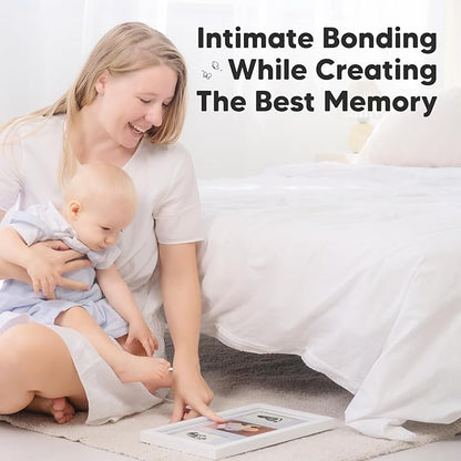 Inkless Baby Hand and Footprint Kit Boy, Girl - No Mess Ink Pad for Handprint, Clean Touch Dog Paw Print Kit, Personalized Baby Shower Gifts, Nursery Newborn Keepsake Frame (Alpine White)