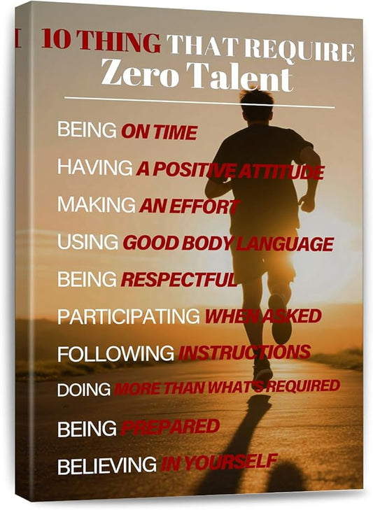 Bmotaso 10 Things That Require Zero Talent Canvas Wall Art Inspirational Poster Motivational Painting Positive Quotes Poster Pictures Print Wall Decor Artwork for Bedroom Office Frame 16 * 24 Inch