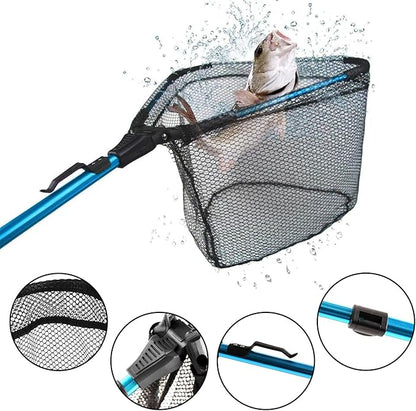 Fishing Net with Handle, Telescoping & Folding Fish Net for Easy Transport & Storage, Durable Freshwater & Saltwater Fishing Gear for Kids & Adults, Compact & Portable Design