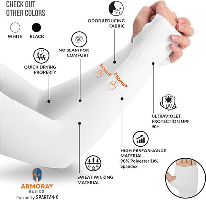 ARMORAY Arm Sleeves for Men or Women - Tattoo Cover Up - Cooling Sports Sleeve for Basketball Golf Football