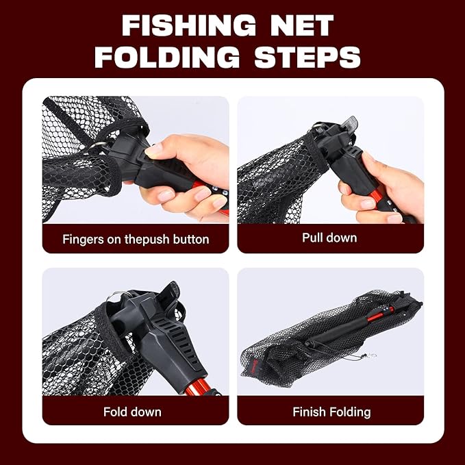 Sougayilang Fishing Net Fish Landing Net, Foldable Collapsible Telescopic Pole with EVA Handle, Durable Nylon Material Mesh, Safe Fish Catching or Releasing