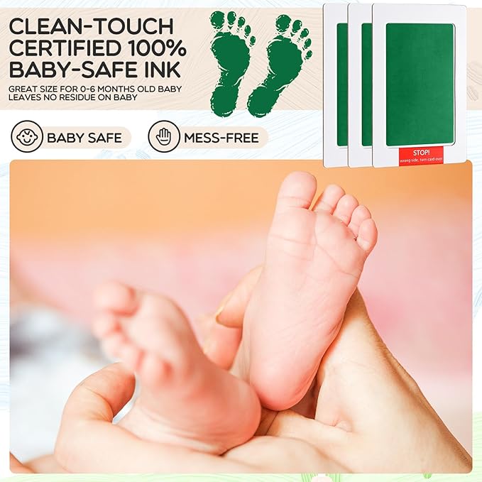 Jetec 30 Set Inkless Baby Footprint and Handprint Kit, Clean Touch Ink Pad for Baby Hand and Footprints, Dog Paw Print Kit with Ink Pads and Imprint Cards for Newborns Babies Pets Gifts (12 Colors)