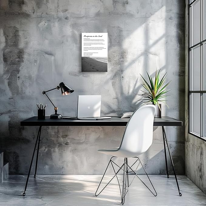 Wallpicss Footprint In Sand Wall Art Framed Inspirational Quotes Poster Poem Canvas Wall Decor Pictures Prints Religious Poster for Room Decor 12x18 inches