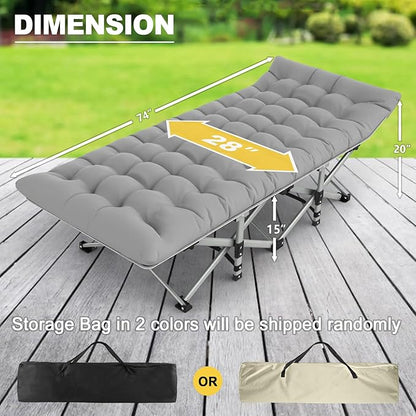 Slendor Folding Camping Cot for Adults with Mattress,Max Load 500lbs Cots for Sleeping Camp Cots for Adults Kids Teenage Portable Travel Camp Cot Bed Mattress for Home Office Beach Garden Tent