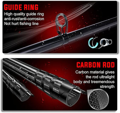 Sougayilang Fishing Pole with Spinning Reel Portable Fishing Rod Reel Combos