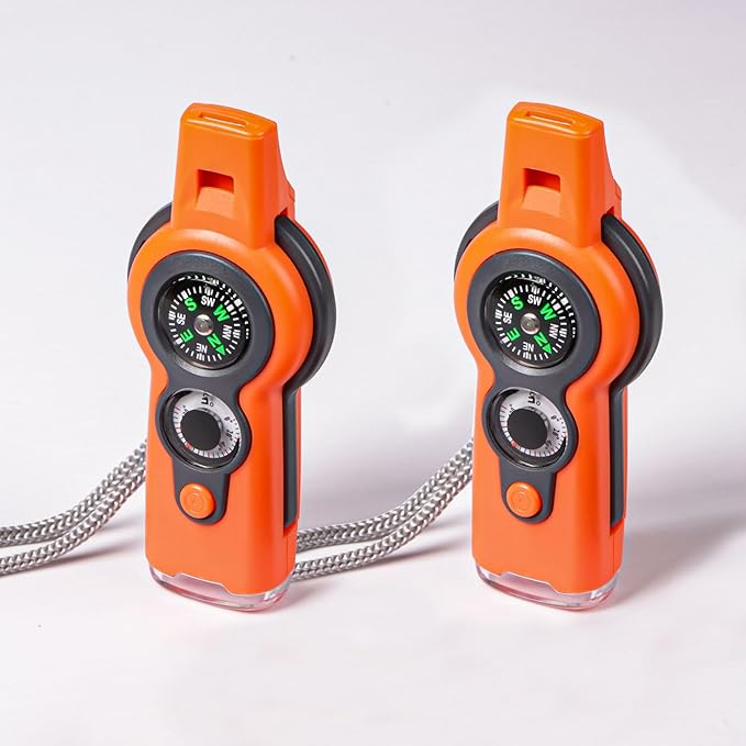 Emergency Survival Function Whistle, Outdoor Multifunctional Tool Safety Whistle with Lanyard, Ideal for Kayaking, Boating, Hiking, Camping, Climbing, Hunting, Fishing, Rescue Signaling