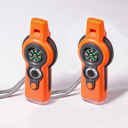 Emergency Survival Function Whistle, Outdoor Multifunctional Tool Safety Whistle with Lanyard, Ideal for Kayaking, Boating, Hiking, Camping, Climbing, Hunting, Fishing, Rescue Signaling