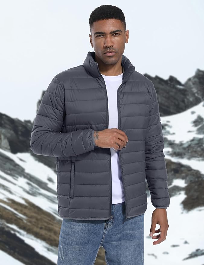 TACVASEN Men's Lightweight Puffer Jacket Winter Quilted Puffy Jackets Warm Water-Resistant Windproof Insulated Coats