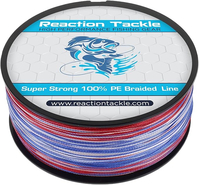 Reaction Tackle Braided Fishing Line - Pro Grade Power Performance for Saltwater or Freshwater Fish - Colored Fishing Line Braid for Extra Visibility