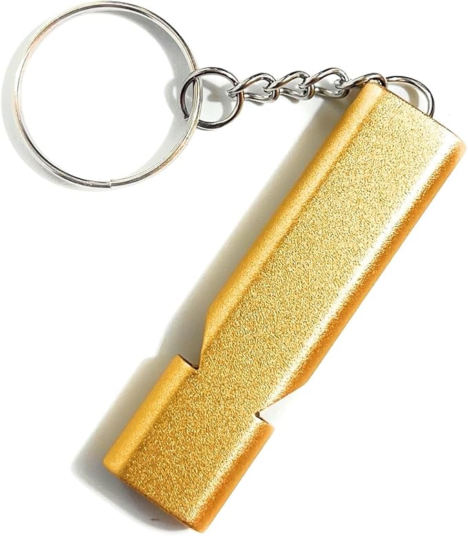 4-Pack Loud 120dB Double Tube Emergency Whistle - Aluminum Alloy, Corrosion-Resistant Safety Whistle with Lanyard & Keychain-Ideal for Camping Hiking Boating Fishing Survival Tool