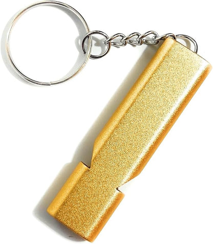 4-Pack Loud 120dB Double Tube Emergency Whistle - Aluminum Alloy, Corrosion-Resistant Safety Whistle with Lanyard & Keychain-Ideal for Camping Hiking Boating Fishing Survival Tool