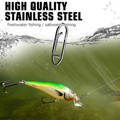 AMYSPORTS High Strength Fishing Snap Saltwater Stainless Connector Snaps Swivels Tackle Steel Power Fishing Clip Lure Quick Change Black Nickel