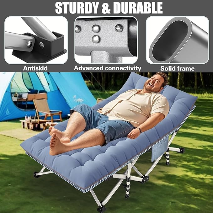 2 Pack Extra Wide Cot XXL Sleeping cots for Adults 79" L x 32" W x 18" H Camping Cot with Comfortable Mattress Camping Cots Include Carry Bag for Adults Vacation Indoor Outdoor