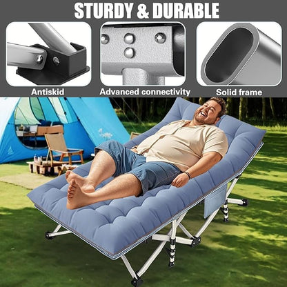 2 Pack Extra Wide Cot XXL Sleeping cots for Adults 79" L x 32" W x 18" H Camping Cot with Comfortable Mattress Camping Cots Include Carry Bag for Adults Vacation Indoor Outdoor