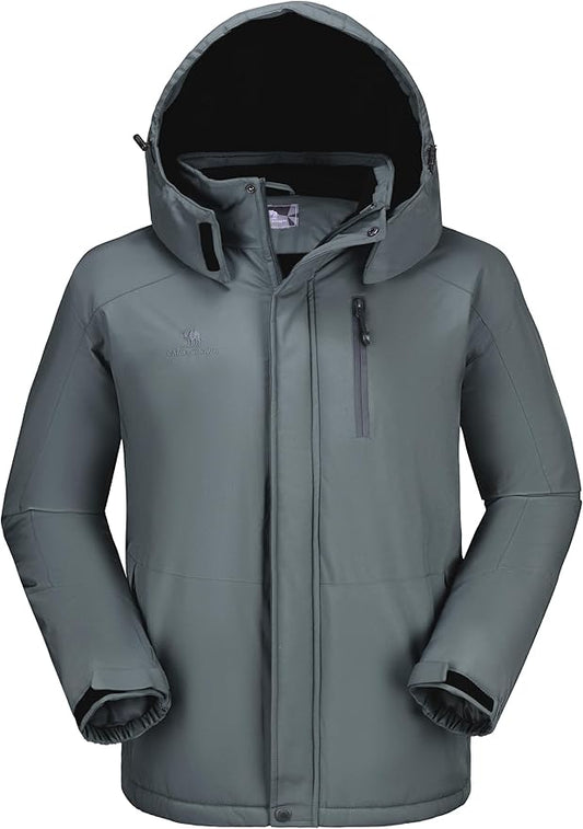 CAMELSPORTS Mens Winter Jacket Waterproof Warm Snow Ski Jackets Faux Fur Fleece Rain Coats with Removable Hood