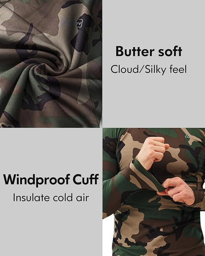 CL convallaria 2 Pack Mens Thermal Underwear Fleece Lined Long Johns Winter Base Layer Cold Weather Hunting Gear