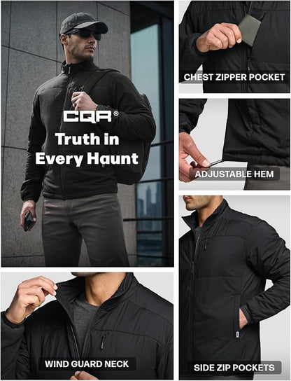 CQR Men's Lightweight Insulated Jacket, Windproof Packable Water Resistant Warm Active Coat for Hiking Work Outdoor Tactical