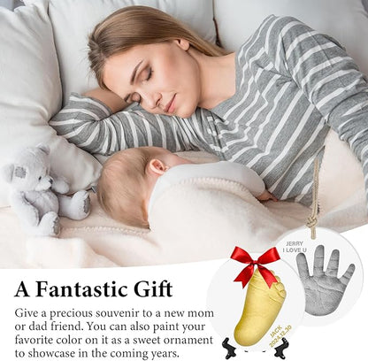 Baby Hand & Footprint Keepsake Kit - Personalized Handprint Footprint Ornament for Newborn Babies, New Mom Gifts, Baby Shower & Registry, Nursery Picture Frame, Pet Paw Print Ornament