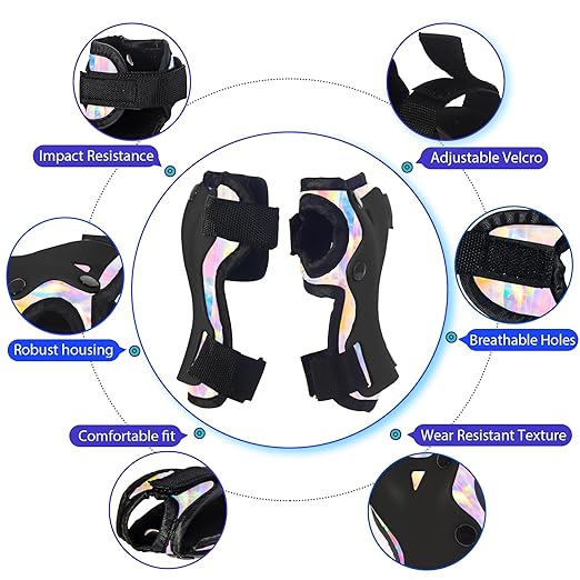 Gradient Color Kids Protective Gear Set Knee Pads for Kid 2-14 Years,W/ Adjustable Strap Kids/Youth Knee Pads Elbow Pads Wrist Guards Set for Inline Roller Skates,Cycling,BMX Bike,Skateboard,Scooter