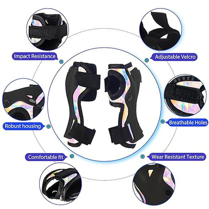 Gradient Color Kids Protective Gear Set Knee Pads for Kid 2-14 Years,W/ Adjustable Strap Kids/Youth Knee Pads Elbow Pads Wrist Guards Set for Inline Roller Skates,Cycling,BMX Bike,Skateboard,Scooter