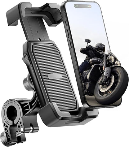 Delobon Motorcycle Phone Mount, Bike Phone Holder, [2025 Upgrade] One Hand Operation Scooter Phone Holder, ATV Phone Mount, for iPhone,Bicycle Handlebar Accessories for 4.7-7.0 inch Smartphones