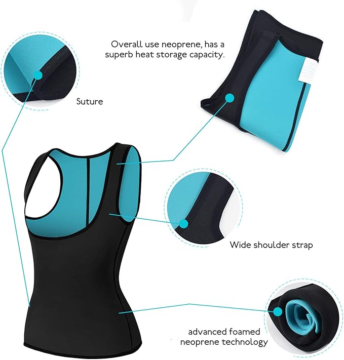 Women Neoprene Sauna Vest Waist Trainer Hot Sweat Slim Corset Body Shaper with Zipper Workout Tank Top