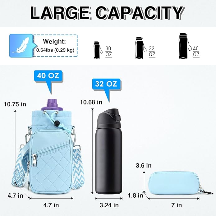 Water Bottle Carrier Bag with Strap, Water Bottle Holder Crossbody Bags for Women Men for Walking, Hiking,Cycling