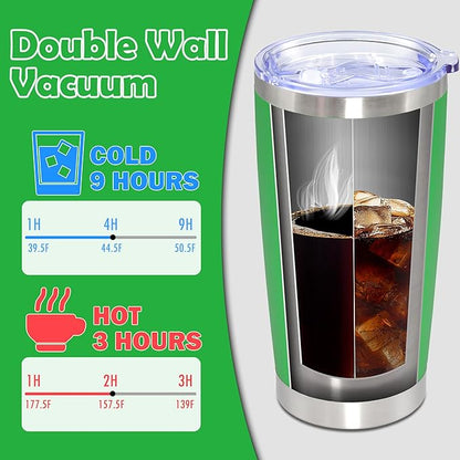 20oz Tumbler Stainless Steel Tumbler Cup with Lid Vacuum Insulated Double Wall Travel Mug, Durable Powder Coated Travel Coffee Tumbler Mug for Hot & Cold Drinks, Green,1 Pack