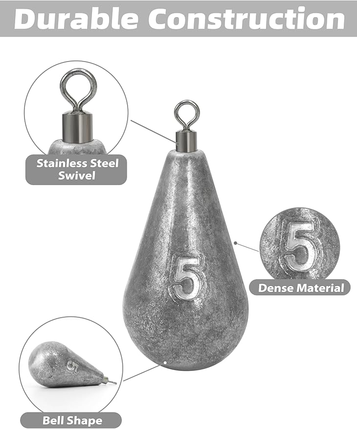 BLUEWING Casting Swivel Bell Sinkers Fishing Weights 1/2oz-8oz Drop Shot Dipsey Lead Saltwater