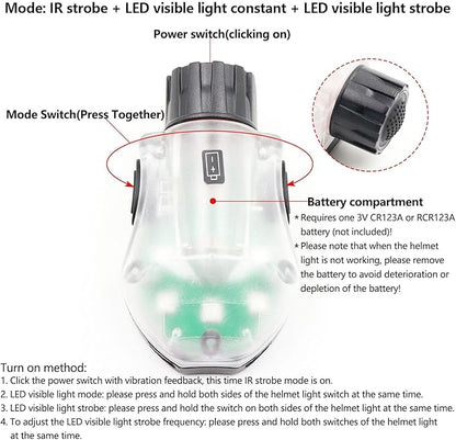 Tactical Helmet Light IR Strobe Military Identification Light with LED Visible Light Constant-on & Strobe Survival Signal Light (Black-Green)