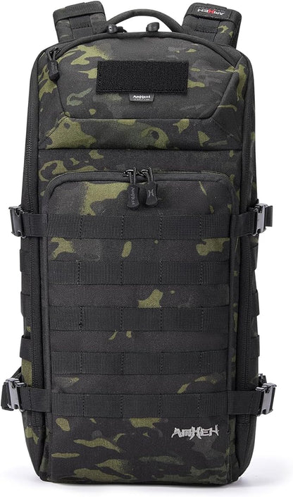 Tactical Backpack Military Slim Army Bag Molle Daypack 20L Outdoors Hiking Camping Travel EDC Pack with Multiple Pockets Waterproof for Men (Black Camo)