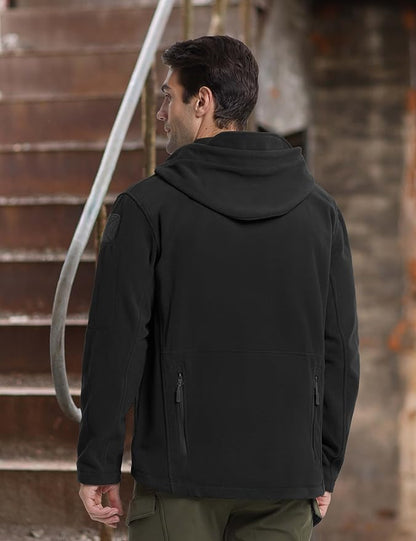 CRYSULLY Men's Military Tactical Sport Warm Fleece Hooded Outdoor Adventure Jacket Coats