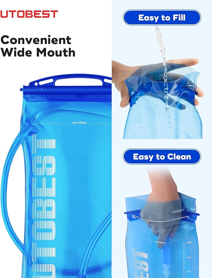 Water Bladder,Hydration Bladder 1L, 1.5L, 2L, 3L Water Bladder for Hiking Backpack, BPA Free, Leak Proof Water Reservoir for Running Cycling
