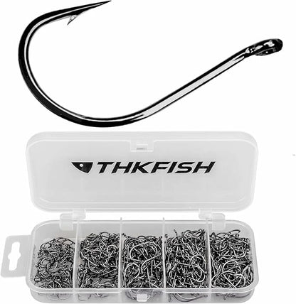 thkfish 50Pcs/100Pcs/Box Fishing Hooks Drop Shot Hooks Wacky Worm Fish Hooks Size #3#2#1 1/0 2/0 Offset Circle Hooks for Fishing