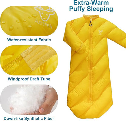 T40 Toddler Sleeping Bags Boys Girls |Ages 2-4| Puffy Kids Sleeping Bag Camping Sleepovers |up to 46 in| Lightweight Compact Comfort for Indoor Outdoor | Machine Washable (Autumn)