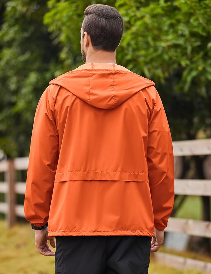 COOFANDY Mens Packable Rain Jacket Lightweight Waterproof Raincoat with Hood Outdoor Rain Gear Travel Hiking Cycling