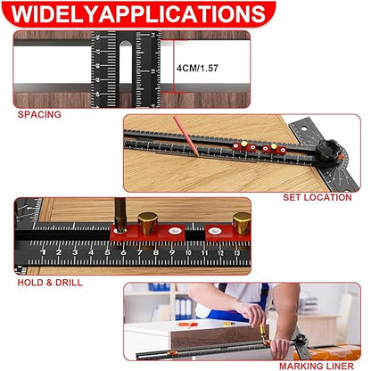 Woodworking T Square Ruler, 13.5 Inch Adjustable Angle 15-165° Measurement Tool, Aluminum Alloy, Precision Drilling Positioning Guide for Carpentry, Drafting, Contractor, Scribe Crafting, Drywall