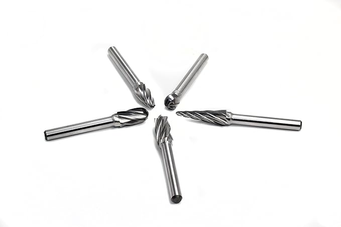 Carbide Burrs for Aluminum - 5pcs Aluma Cut Carbide Rotary Burr Files Set 1/4"(6.35mm) Shank for Die Grinder Drill,Metal Carving,Polishing,Engraving, Drilling